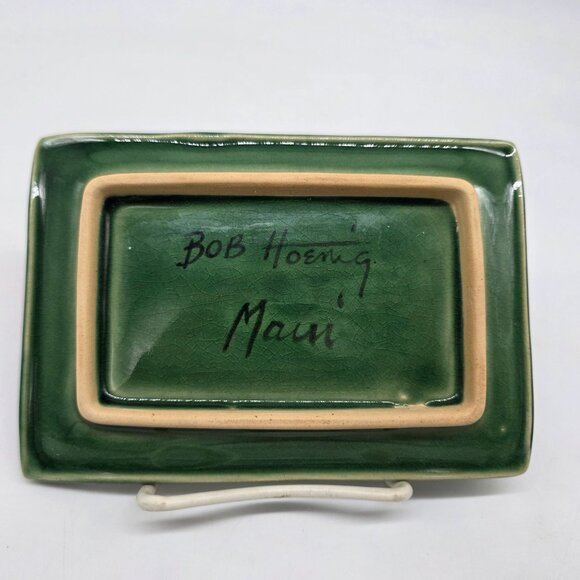 Hoening Maui Ceramic Fish Motif Sushi Platter & Soy Sauce Bowl Palm Trees - Picture 2 of 7